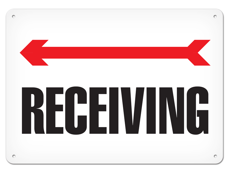 RECEIVING with Left Arrow PrimeGuard® Safety Sign