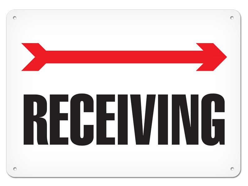 RECEIVING with Right Arrow PrimeGuard® Safety Sign