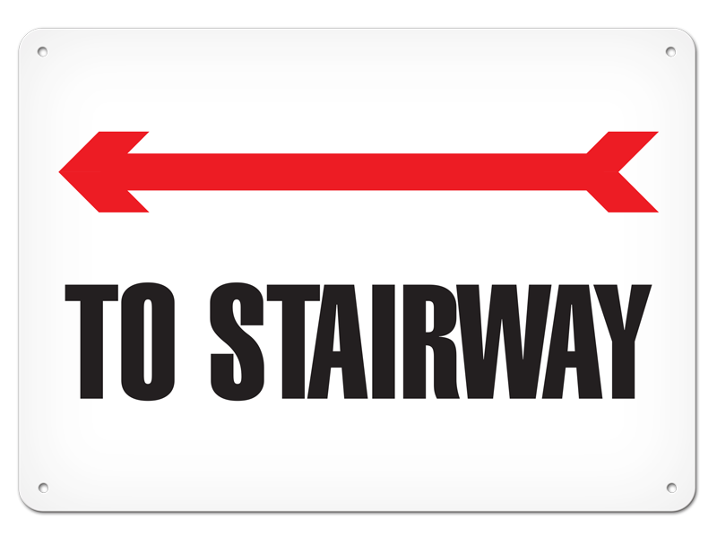 TO STAIRWAY with Left Arrow PrimeGuard® Egress Marking Safety Sign