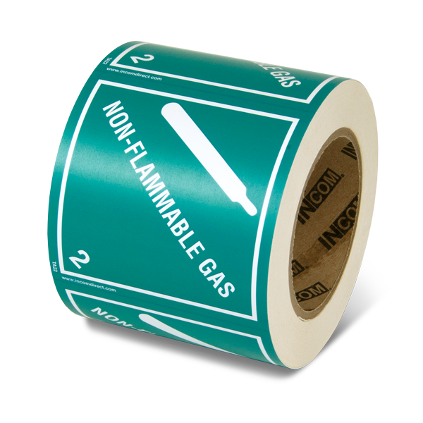 Class 2.2 NON-FLAMMABLE GAS Hazmat Hazardous Material DOT Worded Shipping Labels (4 in x 4 in) 500 /roll