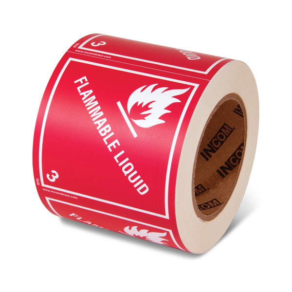 Class 3 FLAMMABLE LIQUID Hazmat Hazardous Material DOT Worded Shipping Labels (4 in x 4 in) 500 /roll