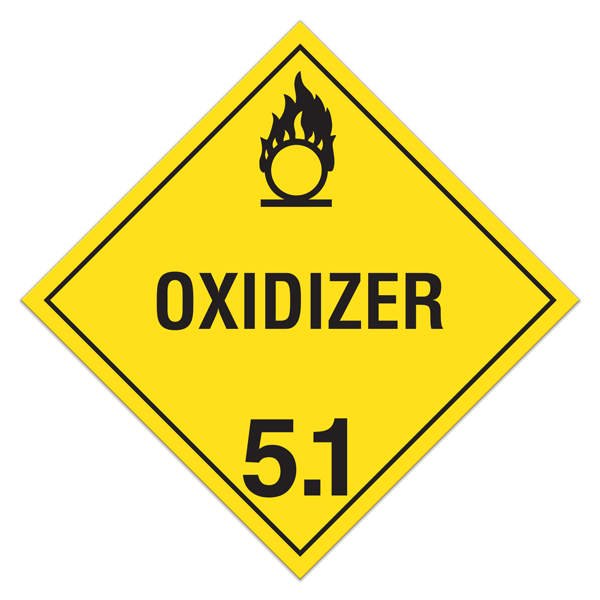 Class 5.1 OXIDIZING SUBSTANCES Worded Hazmat Placards (100 /pkg)