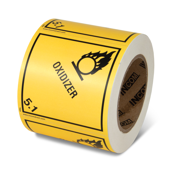 Class 5.1 OXIDIZER Hazmat Hazardous Material DOT Worded Shipping Labels (4 in x 4 in) 500 /roll
