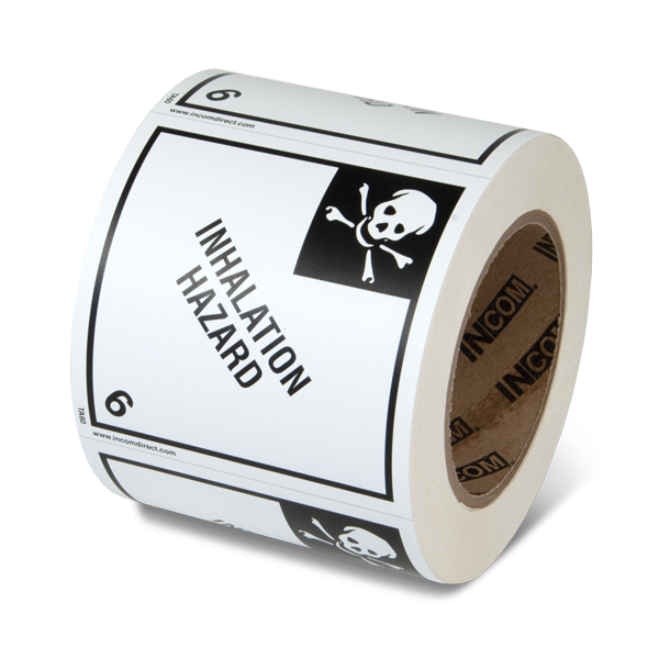 Class 6 INHALATION HAZARD Hazmat Hazardous Material DOT Worded Shipping Labels (4 in x 4 in) 500 /roll