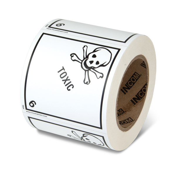 Class 6 TOXIC Hazmat Hazardous Material DOT Worded Shipping Labels (4 in x 4 in) 500 /roll