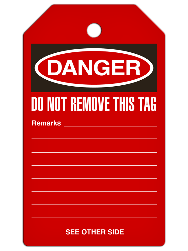 DANGER DO NOT OPERATE (Red) DuraPly™ Safety Tag (25/pkg) -BACK