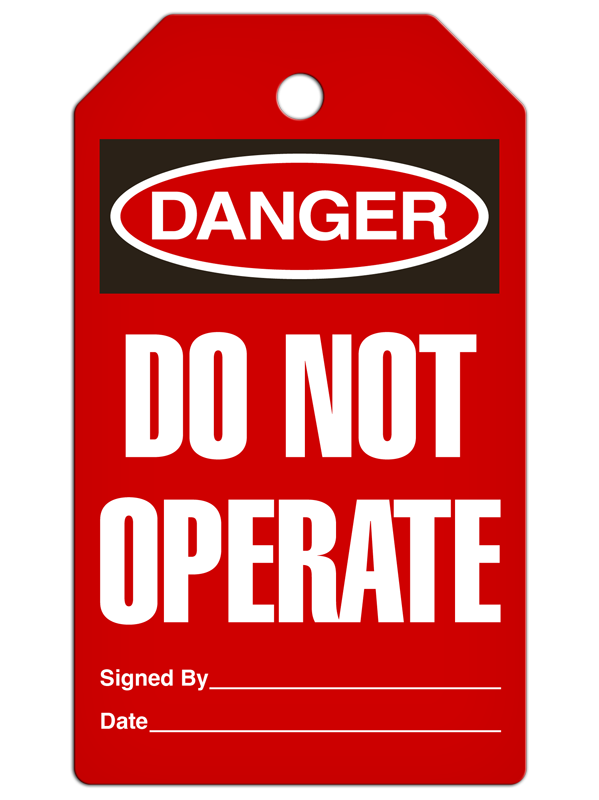 DANGER DO NOT OPERATE (Red) DuraPly™ Safety Tag (25/pkg) -FRONT