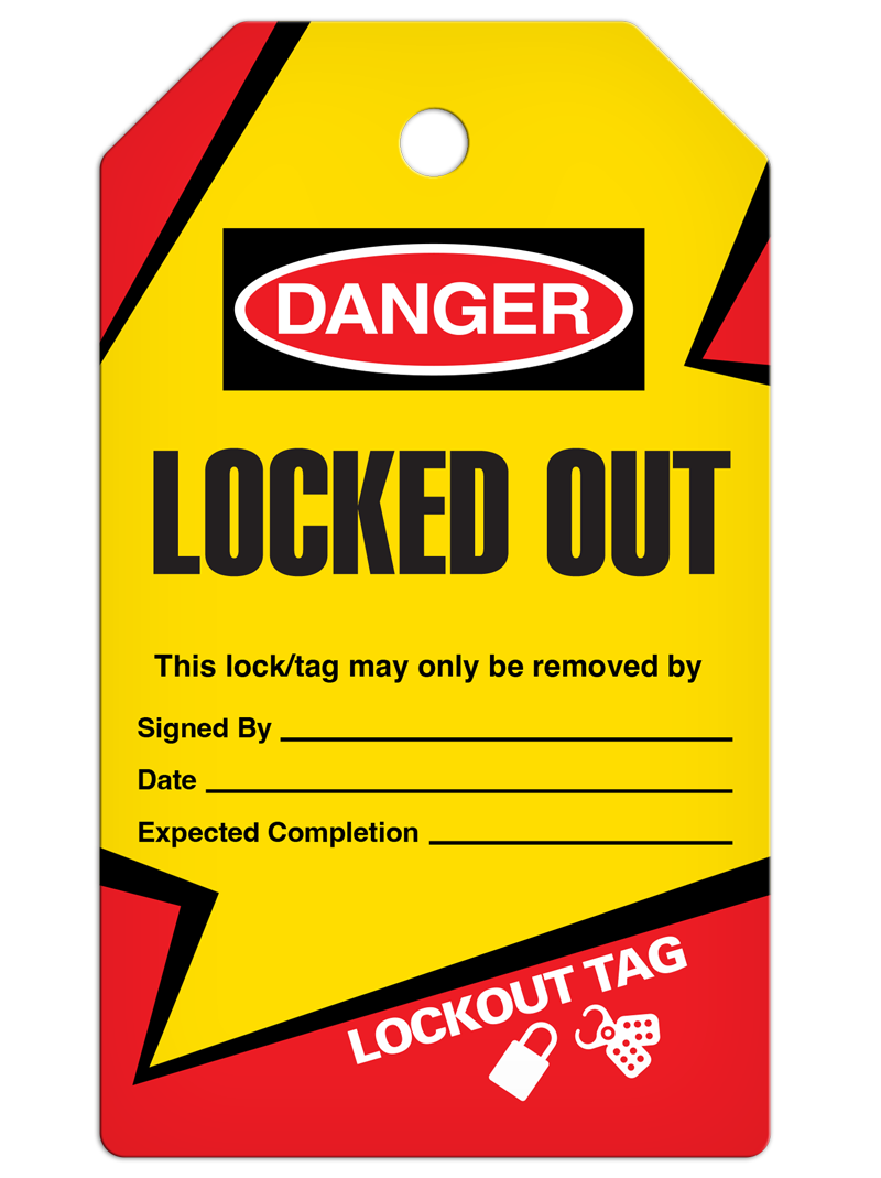 LOCKOUT LOCKED OUT DuraPly™ Tag (25/pkg) - FRONT