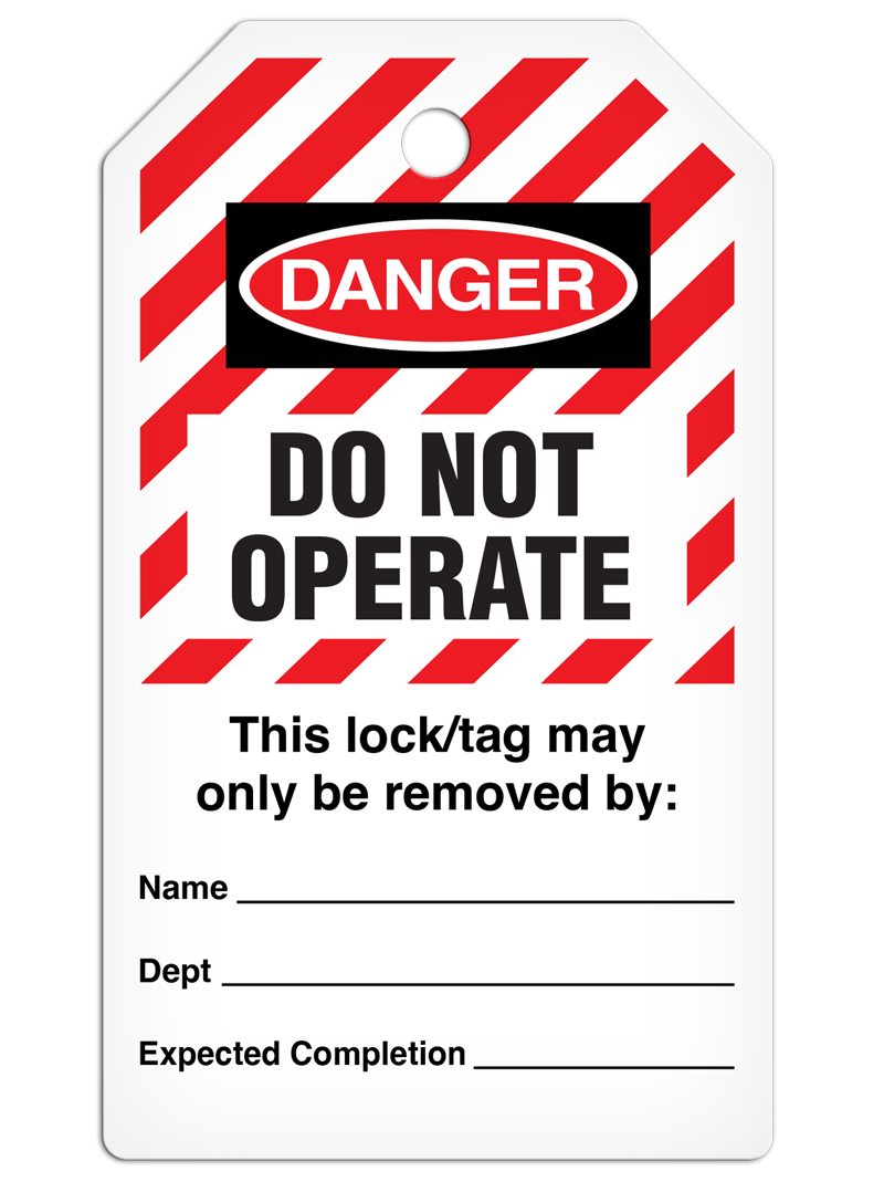 LOTO DANGER DO NOT OPERATE Lockout/Tagout DuraPly™ Safety Tag (25/pkg) - FRONT