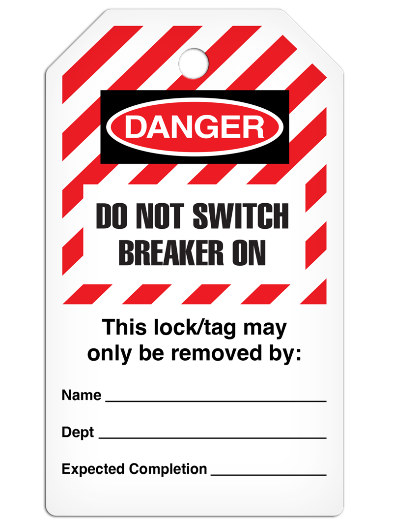 LOCKOUT DO NOT SWITCH BREAKER ON DuraPly™ Tag (25/pkg) - FRONT