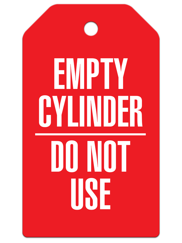 EMPTY CYLINDER DO NOT USE DuraPly™ Safety Tag (25/pkg) - FRONT