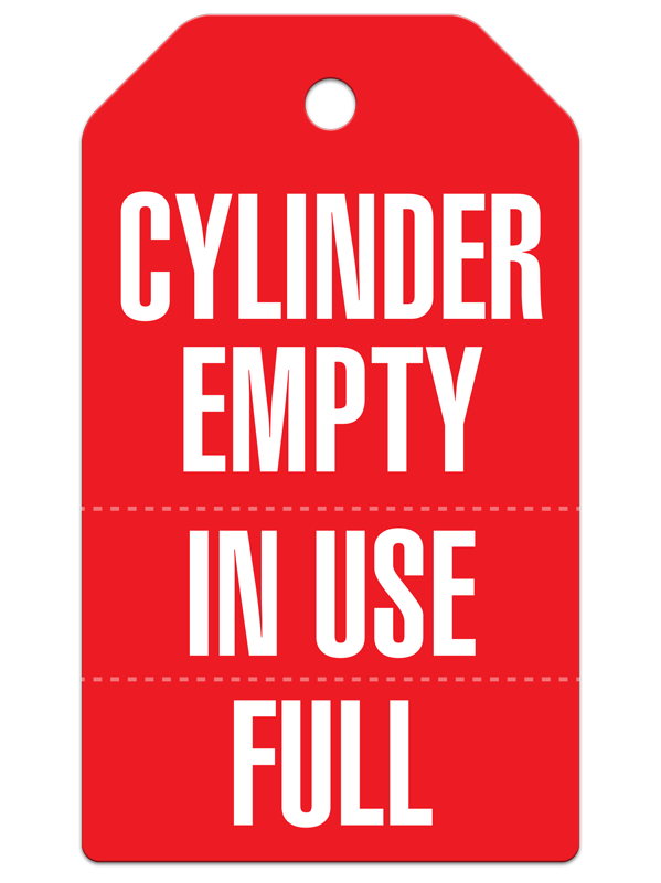 CYLINDER EMPTY/ IN USE/ FULL 3-part DuraPly™ Safety Tag (25/pkg) - BACK