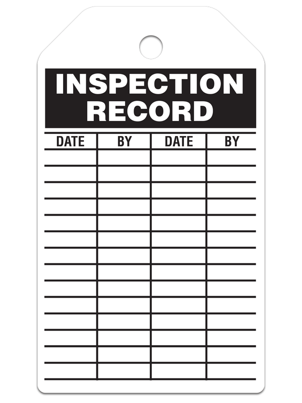 INSPECTION RECORD DuraPly™ Safety Tag (25/pkg) - FRONT