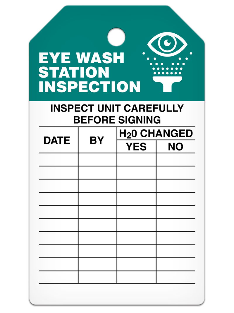 EYE WASH STATION INSPECTION INSPECT UNIT CAREFULLY DuraPly™ Safety Tag (25/pkg) - FRONT