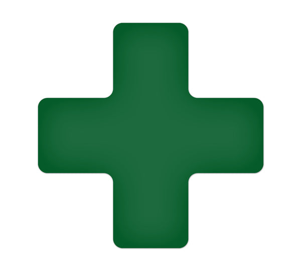 TM120G Green "+" Shape 5S/Lean Tuff Mark™ High Traffic Durable Warehouse Adhesive Warehouse Floor and Position Markers (20 /pkg)