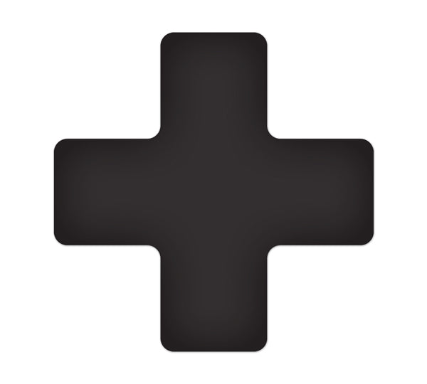 TM120K Black "+" Shape 5S/Lean Tuff Mark™ High Traffic Durable Warehouse Adhesive Warehouse Floor and Position Markers (20 /pkg)