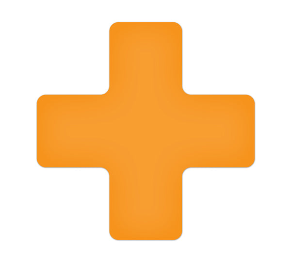 TM120N Orange "+" Shape 5S/Lean Tuff Mark™ High Traffic Durable Warehouse Adhesive Warehouse Floor and Position Markers (20 /pkg)