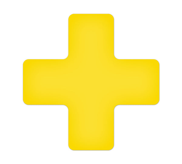 TM120Y Yellow "+" Shape 5S/Lean Tuff Mark™ High Traffic Durable Warehouse Adhesive Warehouse Floor and Position Markers (20 /pkg)