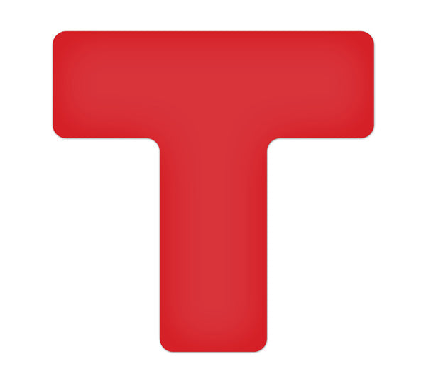 TM130R Red "T" Shape 5S/Lean Tuff Mark™ High Traffic Durable Warehouse Adhesive Warehouse Floor and Position Markers (20 /pkg)