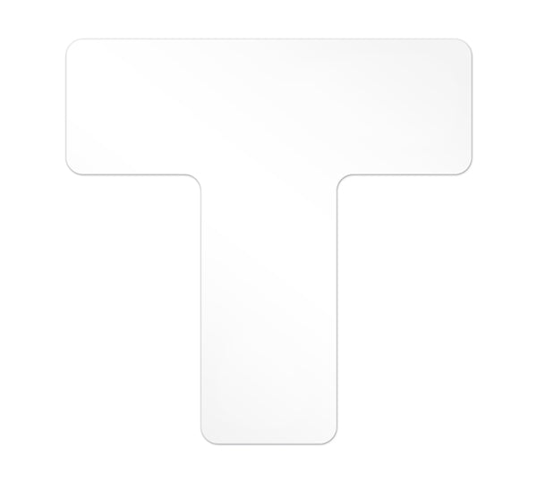 TM130W White "T" Shape 5S/Lean Tuff Mark™ High Traffic Durable Warehouse Adhesive Warehouse Floor and Position Markers (20 /pkg)