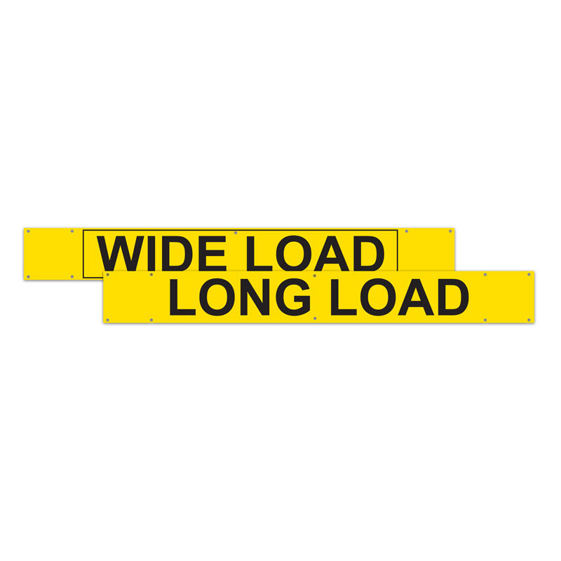TS8010DSB 12 in x 96 in Yellow WIDE LOAD / LONG LOAD Double Sided Over-Dimensional Load Sign Banner