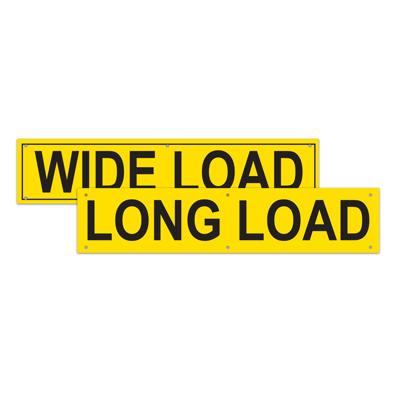 TS8013DSB 18 in x 84 in Yellow WIDE LOAD / LONG LOAD Double Sided Over-Dimensional Load Sign Banner