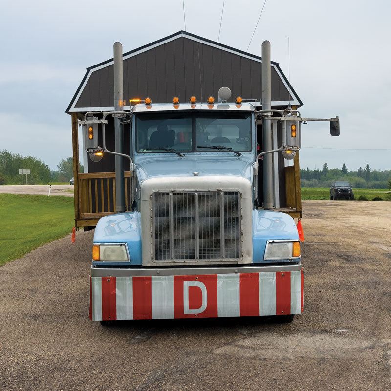TS8015DSBR Ultra Durable OVERSIZE LOAD / "D" Double Sided Over-Dimensional Load Sign Refelctive Banner (12 in x 96 in) OVERSIZE LOAD sign on truck