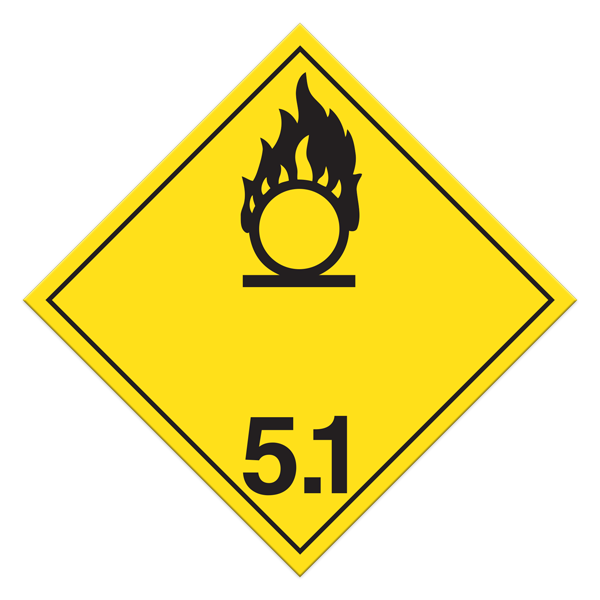 Class 5.1 OXIDIZING SUBSTANCES International TDG Dangerous Goods Placards (100 /pkg)