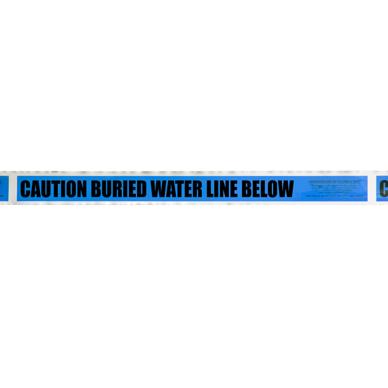 UDT3241 2 in x 1,000 ft CAUTION BURIED WATER LINE BELOW Blue/Black Detectable Underground Utility Marking Warning Roll Tape (1,000 ft)