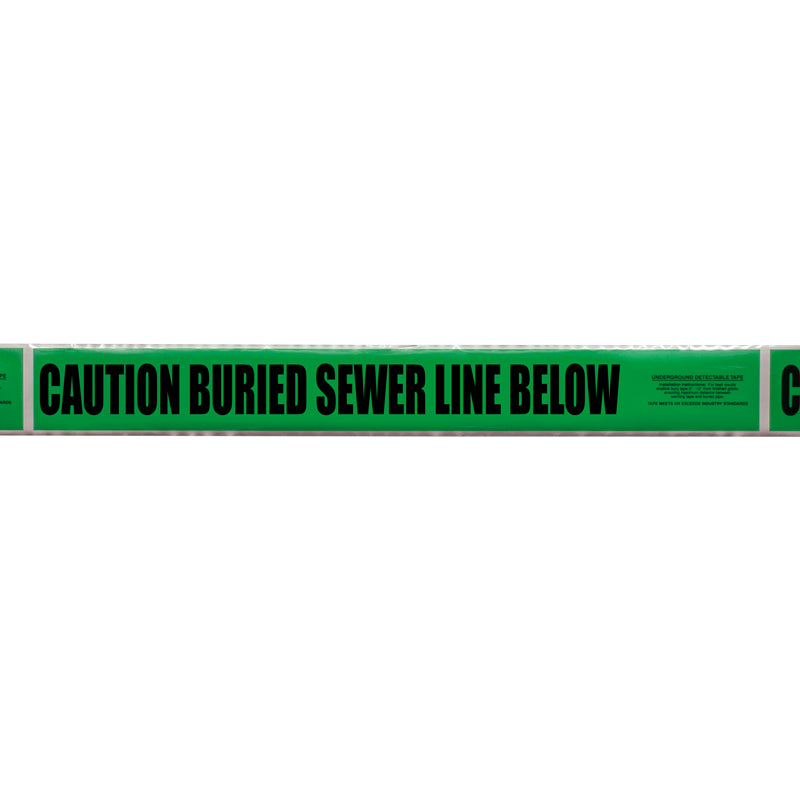 UDT3342 3 in x 1,000 ft CAUTION BURIED SEWER LINE BELOW Green/Black Detectable Underground Utility Marking Warning Roll Tape (1,000 ft)