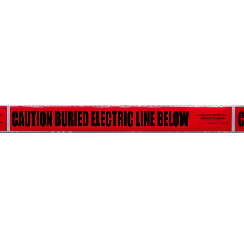 UDT3343 3 in x 1,000 ft CAUTION BURIED ELECTRIC LINE BELOW Red/Black Detectable Underground Utility Marking Warning Roll Tape (1,000 ft)
