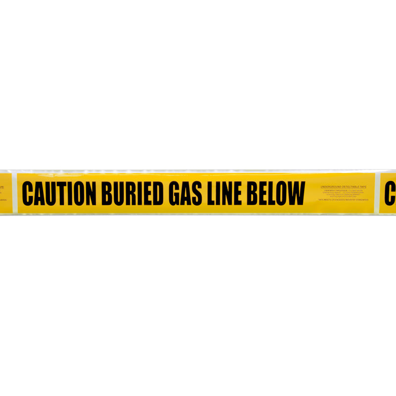 UDT3347 3 in x 1,000 ft CAUTION BURIED GAS LINE BELOW Yellow/Black Detectable Underground Utility Marking Warning Roll Tape (1,000 ft)