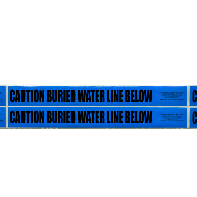 UDT3641 6 in x 1,000 ft CAUTION BURIED WATER LINE BELOW Blue/Black Detectable Underground Utility Marking Warning Roll Tape (1,000 ft)