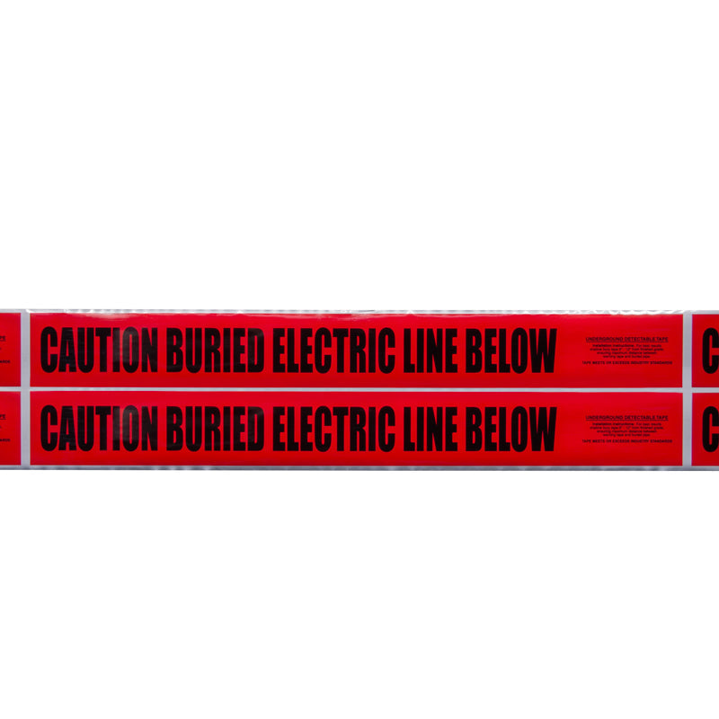 UDT3643 6 in x 1,000 ft CAUTION BURIED ELECTRIC LINE BELOW Red/Black Detectable Underground Utility Marking Warning Roll Tape (1,000 ft)