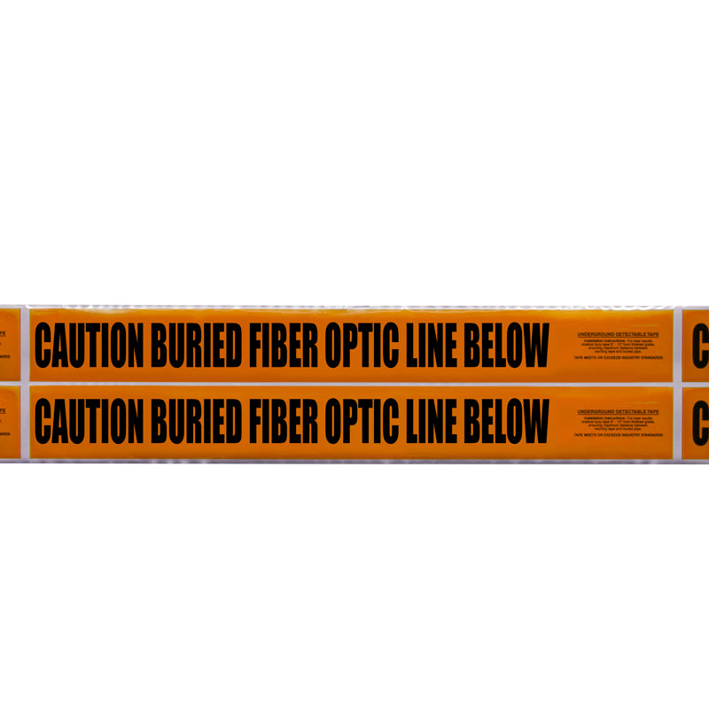UDT3645 6 in x 1,000 ft CAUTION BURIED FIBER LINE BELOW Orange/Black Detectable Underground Utility Marking Warning Roll Tape (1,000 ft)