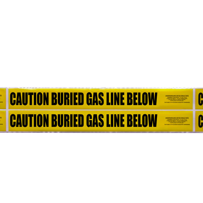 UDT3647 6 in x 1,000 ft CAUTION BURIED GAS LINE BELOW Yellow/Black Detectable Underground Utility Marking Warning Roll Tape (1,000 ft)