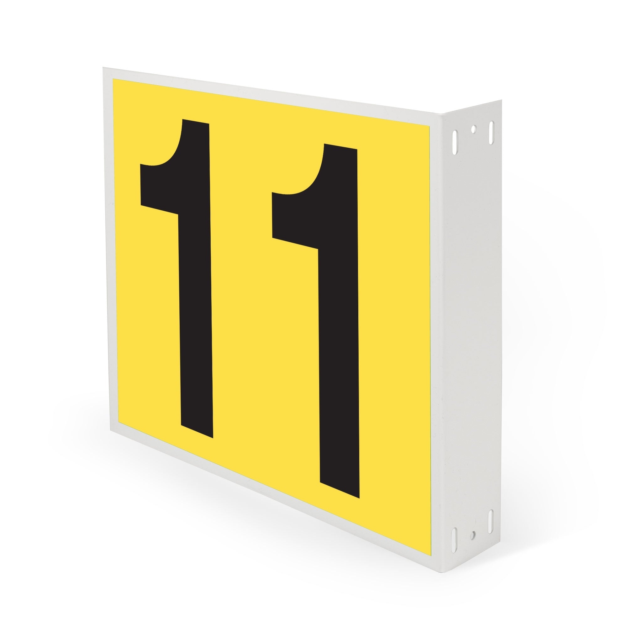 WML10PK11Y Heavy Duty Warehouse Aisle Location Signs (12 in x 10 in) Consecutively Numbered with L-Bend Printed Both Sides (10 /pkg) Numbers 11-20 Yellow