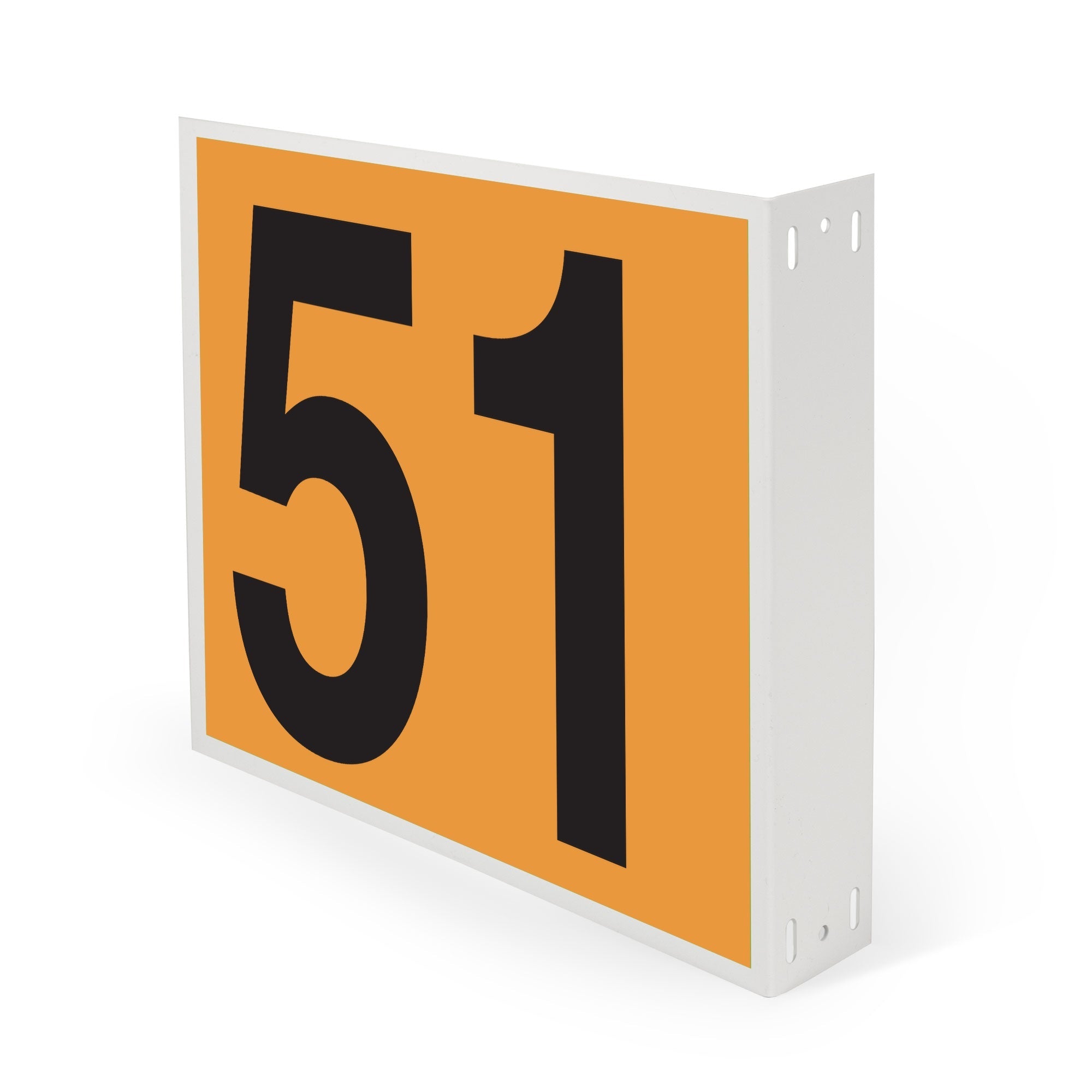 WML10PK51N Heavy Duty Warehouse Aisle Location Signs (12 in x 10 in) Consecutively Numbered with L-Bend Printed Both Sides (10 /pkg) Numbers 50-61 Orange