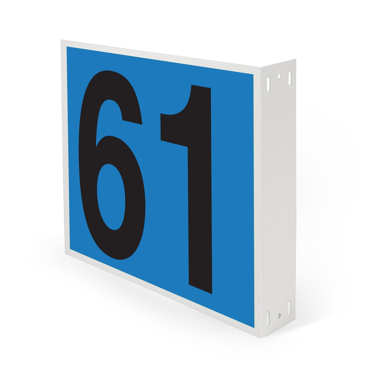 WML10PK61B Heavy Duty Warehouse Aisle Location Signs (12 in x 10 in) Consecutively Numbered with L-Bend Printed Both Sides (10 /pkg) Numbers 61-70 Blue
