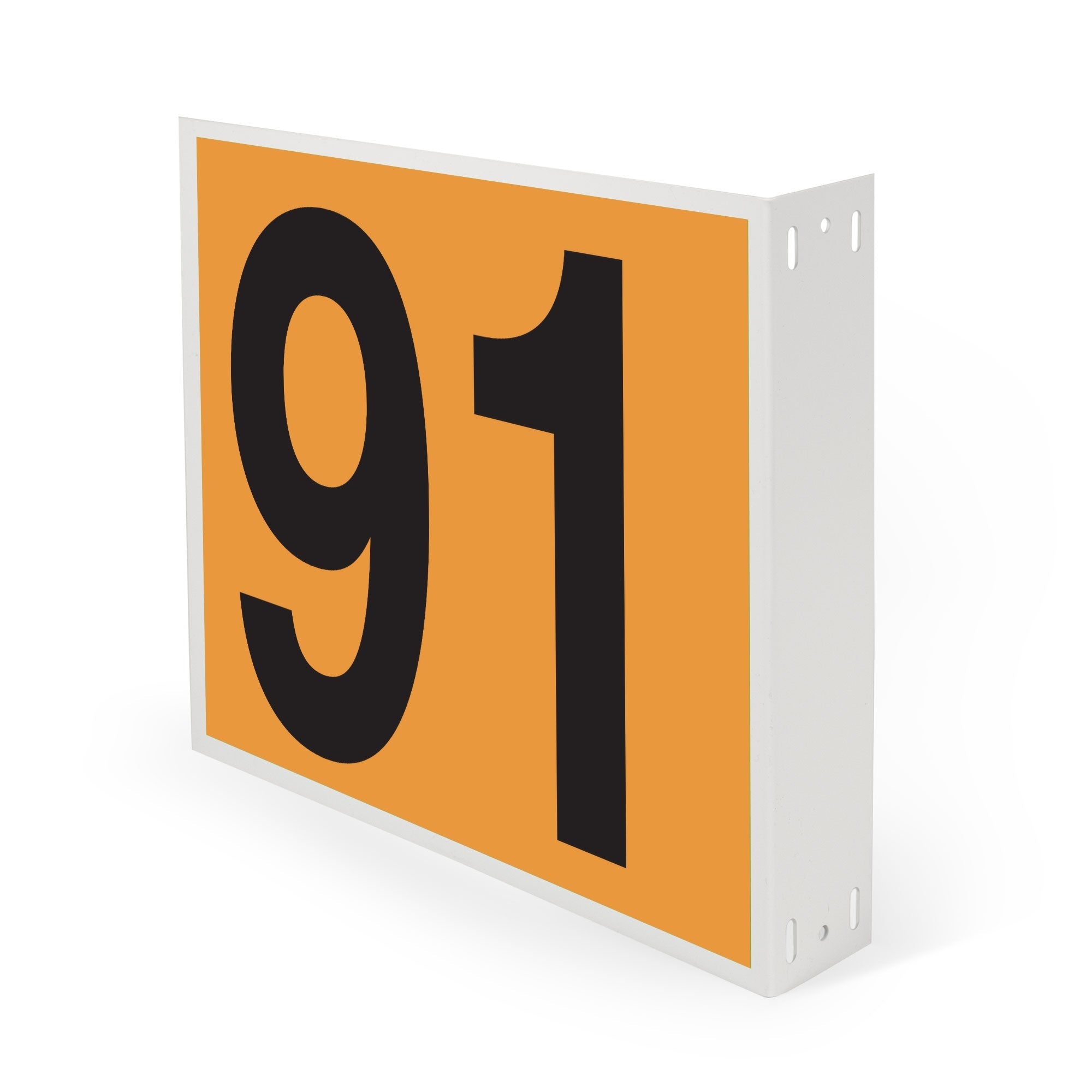 WML10PK91N Heavy Duty Warehouse Aisle Location Signs (12 in x 10 in) Consecutively Numbered with L-Bend Printed Both Sides (10 /pkg) Numbers 91-100 Orange