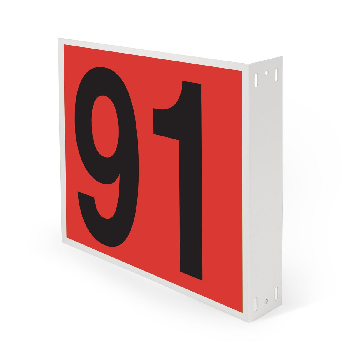 WML10PK91R Heavy Duty Warehouse Aisle Location Signs (12 in x 10 in) Consecutively Numbered with L-Bend Printed Both Sides (10 /pkg) Numbers 91-100 Red