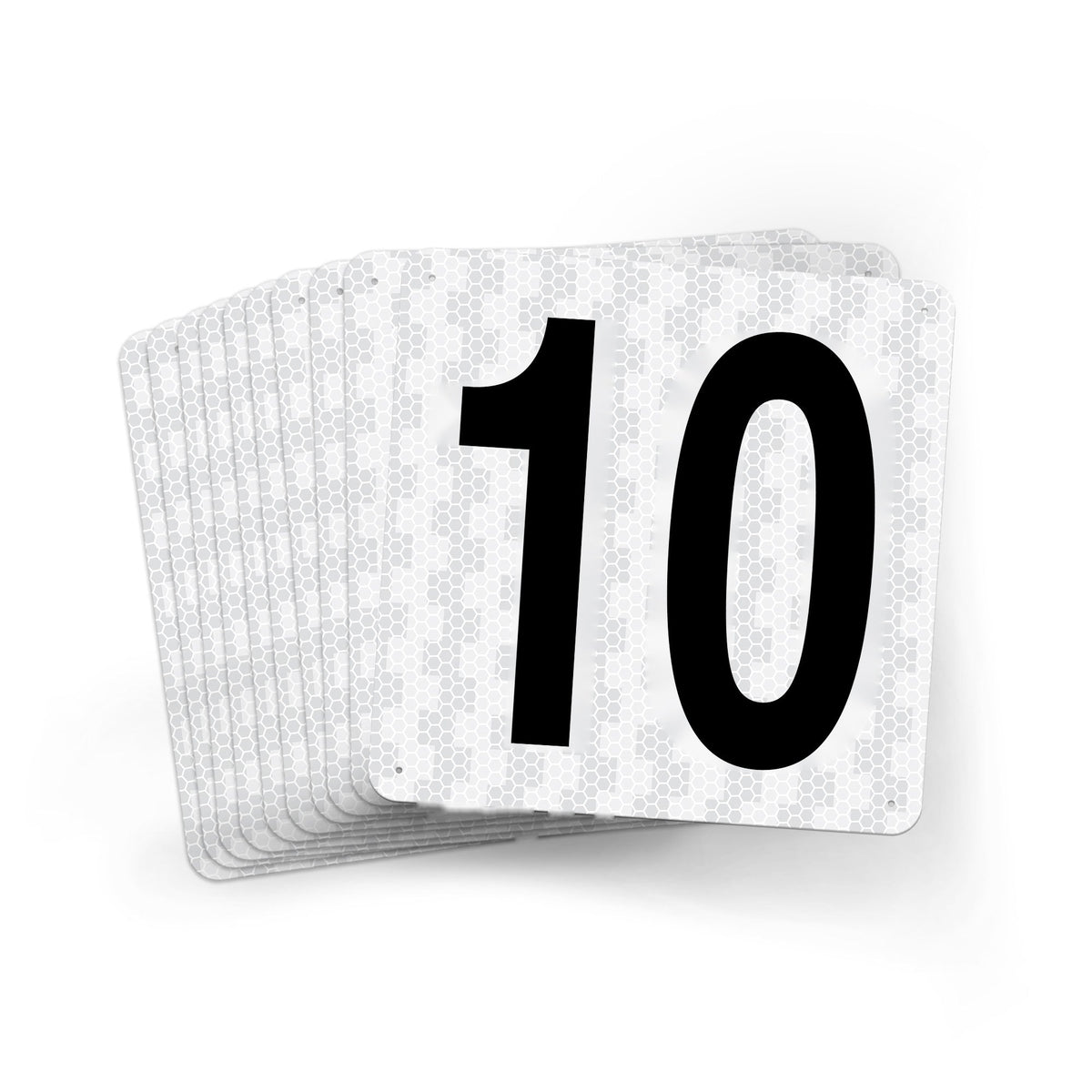WMR18PK01 Outdoor Prismatic Reflective Aluminum Warehouse Dock Location Signs (18" x 18") Consecutively Numbered (10 /pkg) Numbers 1 - 10