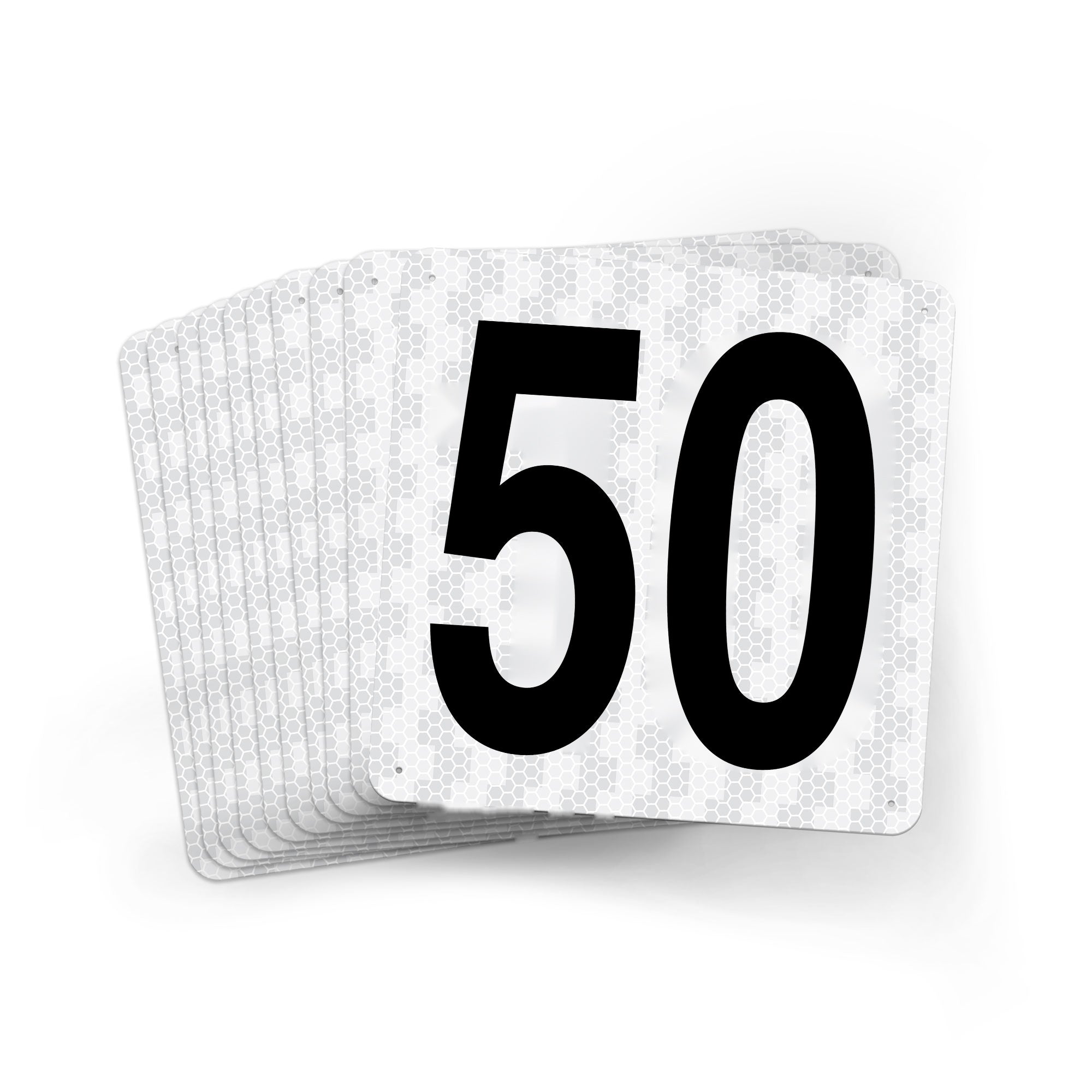 WMR18PK41 Outdoor Prismatic Reflective Aluminum Warehouse Dock Location Signs (18" x 18") Consecutively Numbered (10 /pkg) Numbers 41 - 50