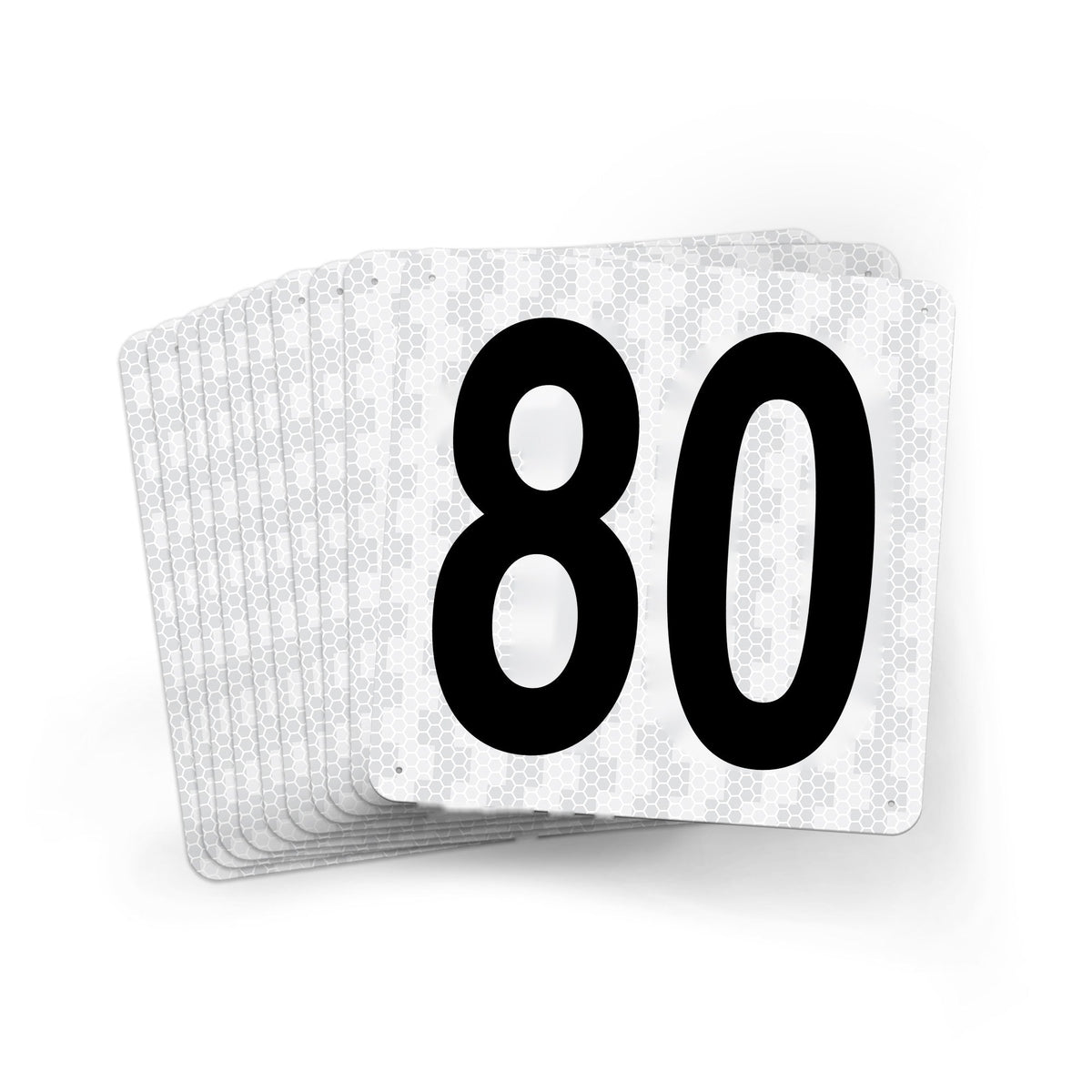 WMR18PK71 Outdoor Prismatic Reflective Aluminum Warehouse Dock Location Signs (18" x 18") Consecutively Numbered (10 /pkg) Numbers 71 - 80