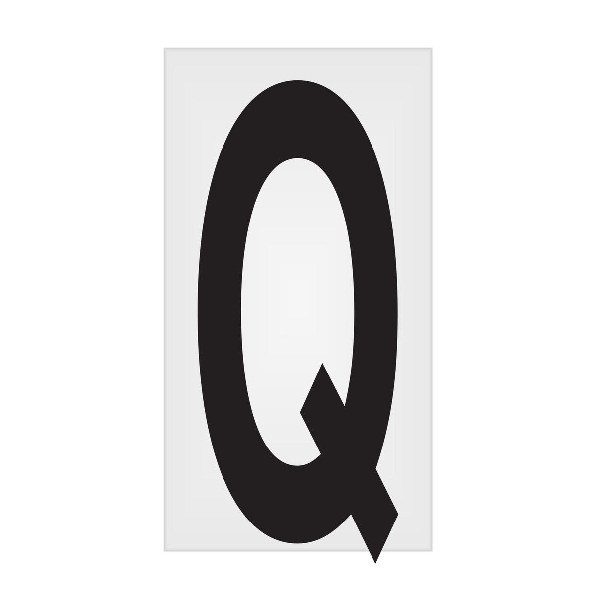 BC035PKQ BC035PK -series Butt Cut Black on White Adhesive VynMark® Decal Markers 3.5 Inch High Letters (50 /pkg) Letter Q