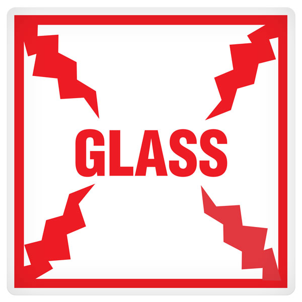 1088 GLASS Specialty Shipping and Handling Adhesive Labels (500 /roll) 4 inch x 4 inch