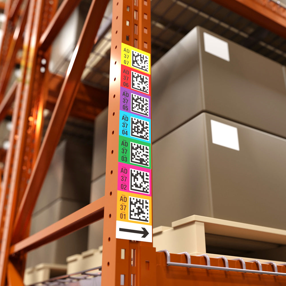 Multi-Level Magnetic Warehouse Pallet Rack & Shelf Barcode Markers