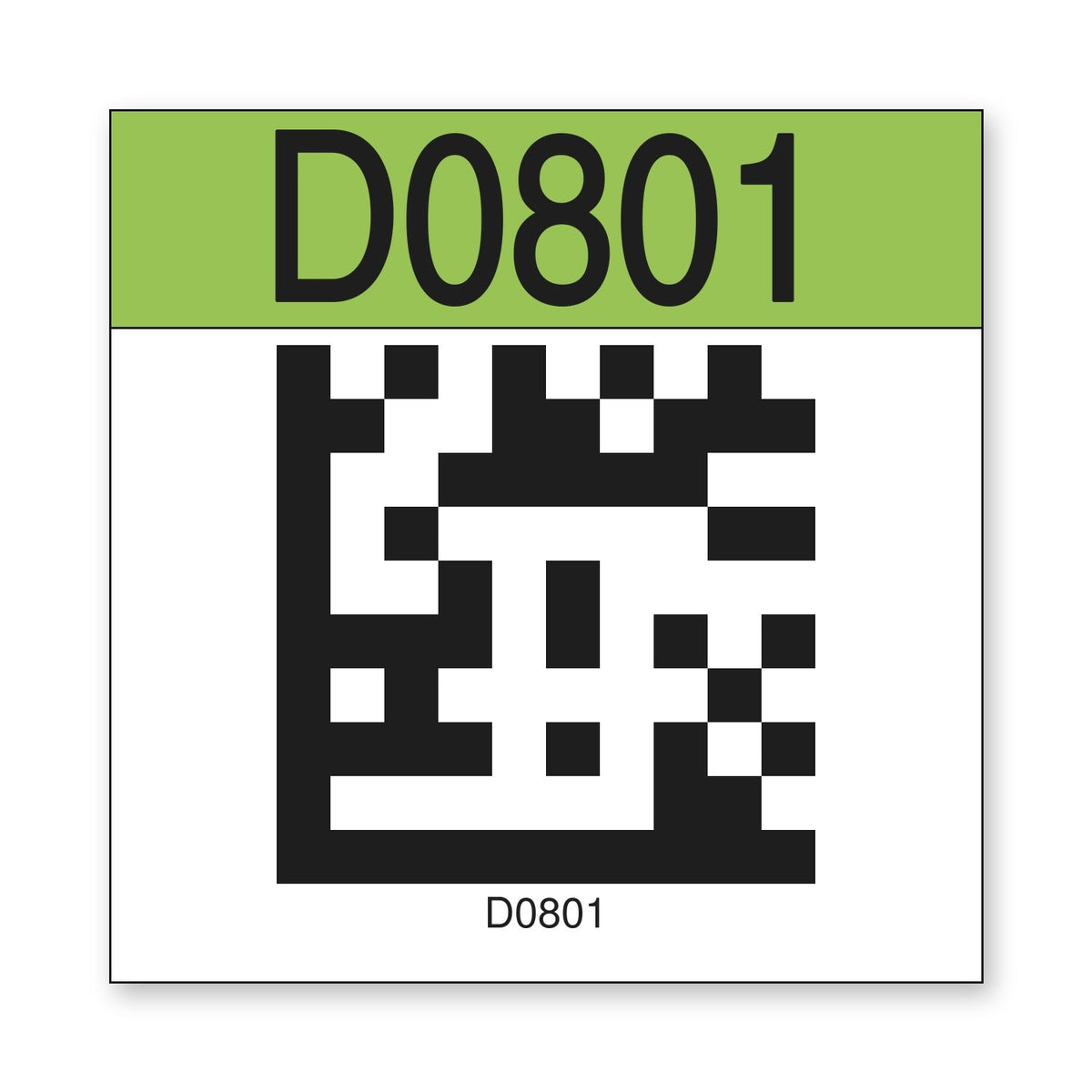 3D801G Ready to Use Consecutively Numbered and Lettered QR coded Magnetic Warehouse Racking Labels (3 in x 3 in) D Green 801-900