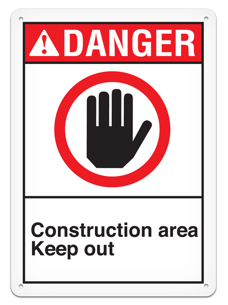 DANGER CONSTRUCTION AREA KEEP OUT ANSI style Safety Sign (10in x 14in)