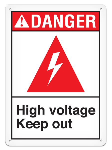 DANGER HIGH VOLTAGE KEEP OUT ANSI style Safety Sign (10in x 14in)